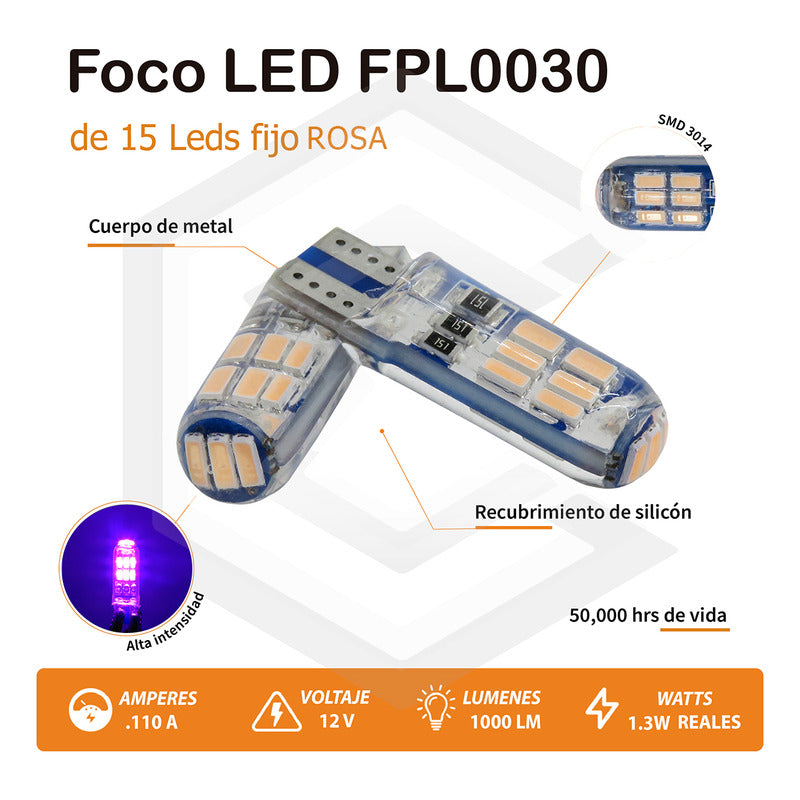 Par Focos De Pellizco T10 15 Leds Encapsulado