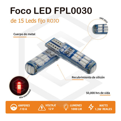 Kit De 10 Focos De Pellizco T10 15 Leds Encapsulado 3014 12v