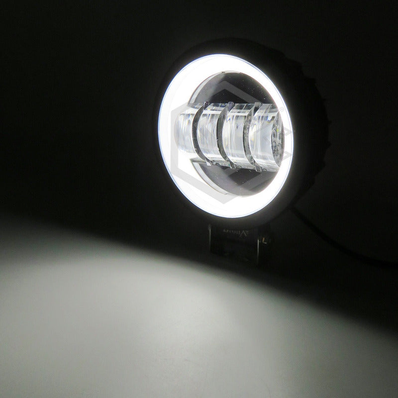 Par Faros Redondo 4 Hiper Lupa Ojo Ángel Gel Cob Estrobo