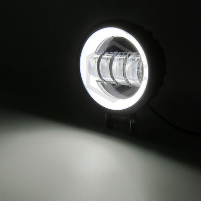 Par Faros Redondo 4 Hiper Lupa Ojo Ángel Gel Cob Estrobo