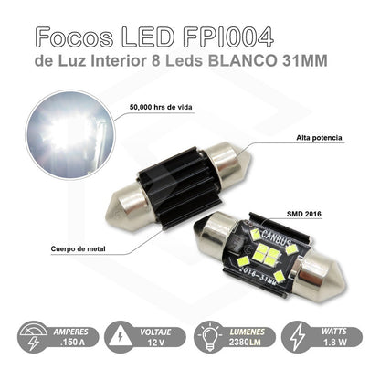 Par De Focos Luz Interior 10 Leds Canbus 31mm 36mm 39mm 41mm