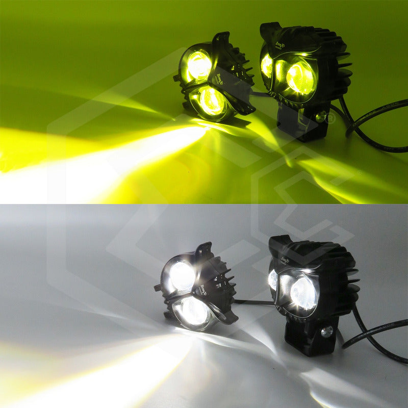Faros Universal Búho 12 Hiperleds 3 Funciones 12-24v Bicolor