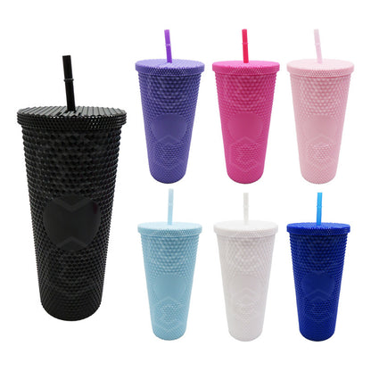 3 Termo Vaso Con Popote Studded Doble Pared Plástico 700ml