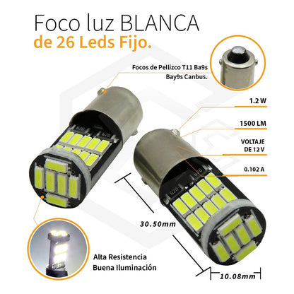 4 Focos De Pellizco 26 Led T11 Ba9s Bay9s Canbus 12v T