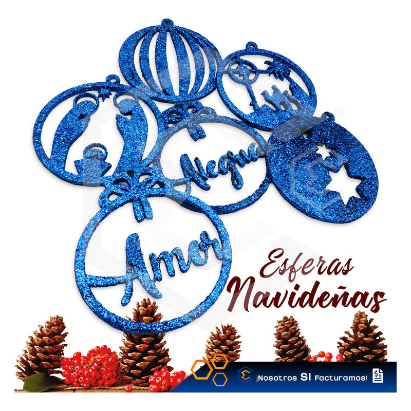Esferas Navideñas Para Arbol Navidad Diamantina  Kit 10pzas