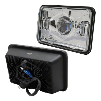 Par Faros Unidad 4x6 Rectangular Ojo Demonio 3 Lupas 12-24v