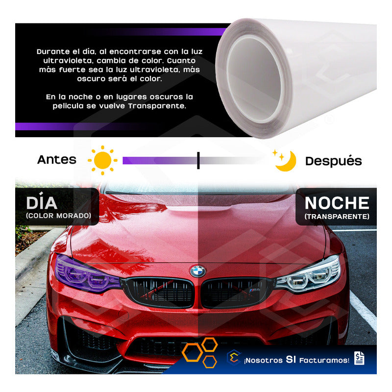 Película Protectora Ppf Fotocromático Faros Rollo 30cm X 1mt