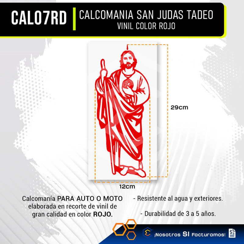 2 Calcomanía San Judas Tadeo Sticker Vinil Auto Moto 29x12cm