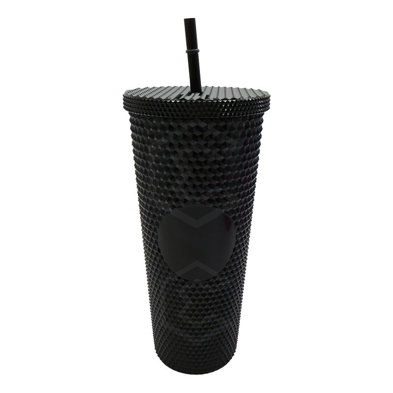 5 Termo Vaso Con Popote Studded Doble Pared Plástico 700ml Mixto
