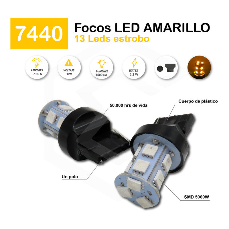 Par Focos 13 Led 7440 Cuarto Direccional Función Estrobo 12v