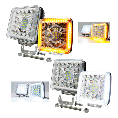 Par De Faros 77 Leds Auxiliares Luz Fija Aro De Luz 10-30v
