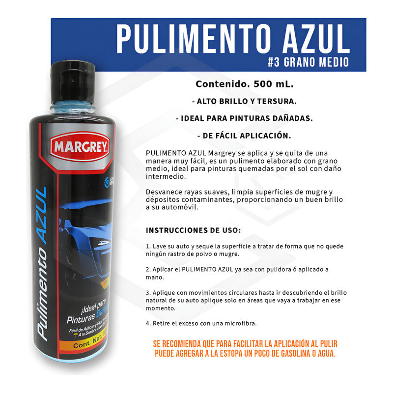 Kit Autobrillo S Aerosol Pulimento Azul Rosa Blanco Margrey