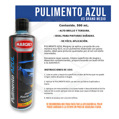 Kit Autobrillo S Aerosol Pulimento Azul Rosa Blanco Margrey