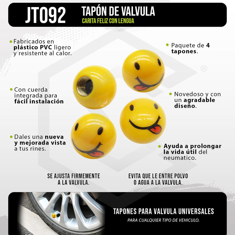 Kit 4 Tapones Cubre Pivote Válvula Emoji Caritas Auto Moto