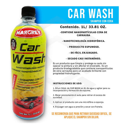 2 Shampoo Con Cera Para Auto Espumoso - Car Wash Margrey 1lt