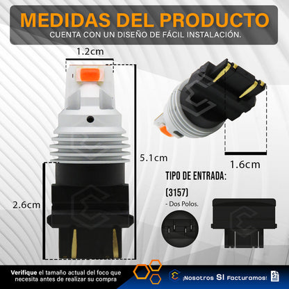 Par De Focos 3157 12 Leds Csp Canbus Fijo 10-60v 10w 1100lm