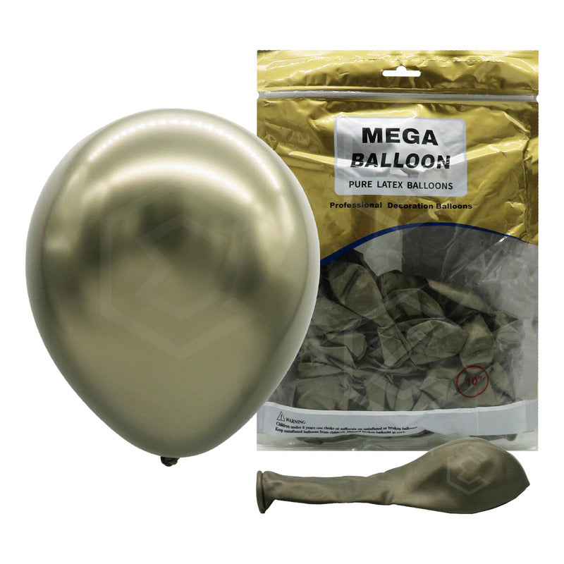 Bolsa 50 Globos Verde Olivo Metálico #10 Fiesta Bodas Latex Verde