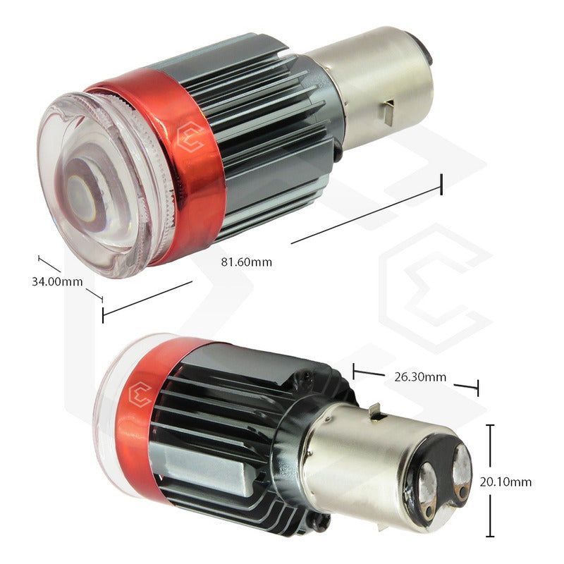 Foco Moto H4 Lupa Proyector Ba20d 24 Led Bicolor 4 Funciones