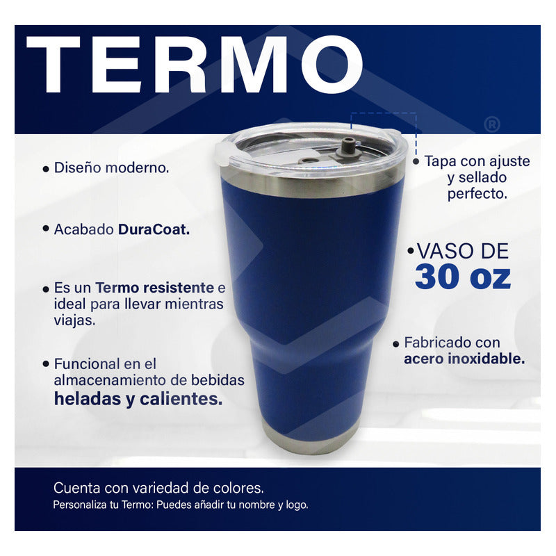Termo Vaso Personalizado Nombre O Logo Láser 30oz Acero Inox