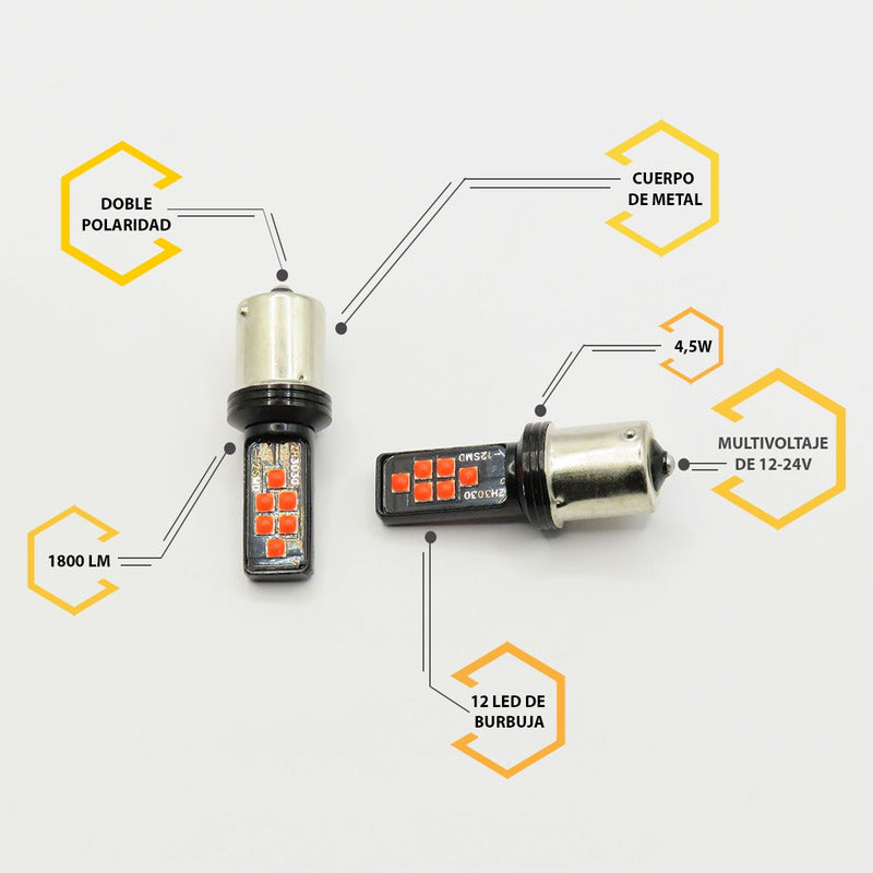 2 Focos 12 Led Canbus Cuarto Stop 12-24v 1156 57 3157  7507