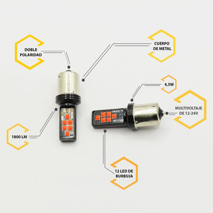 2 Focos 12 Led Canbus Cuarto Stop 12-24v 1156 57 3157  7507