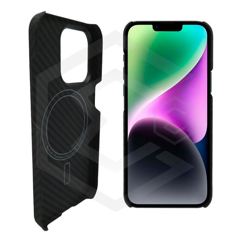 Funda Case De iPhone 13-14 Fibra De Carbono 100% Real