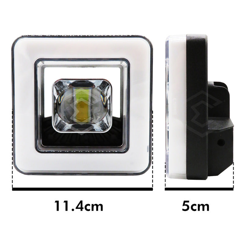 Par Faros Auxiliares 16 Led Con Lupa Bicolor Ojo Ángel 9-30v