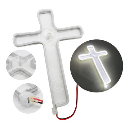 10 Figura Cruz Led Luz Neon Parabrisa Chupón Grande 26cm 12v