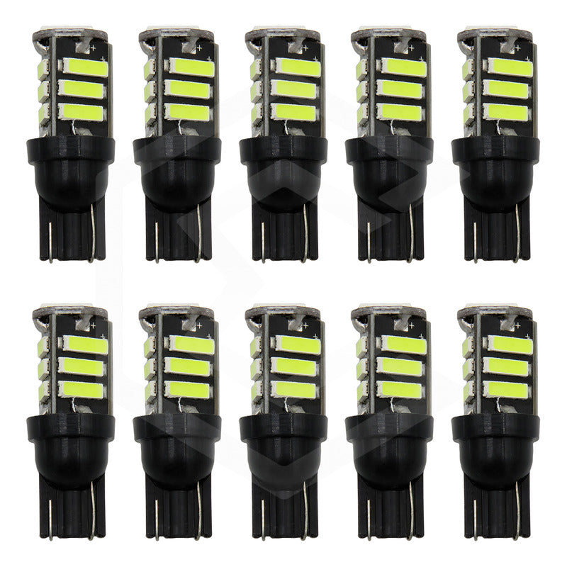 Kit 10 Focos De Pellizco 10 Leds 7014 Canbus 12v Blancos