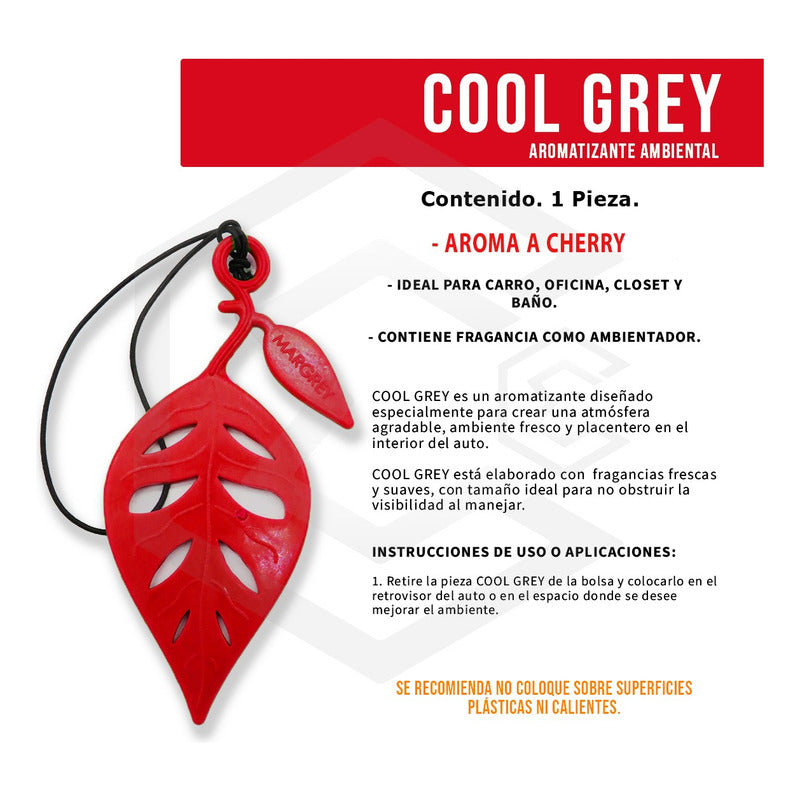 Aromatizante Auto Casa Ambiental Cool Grey Hoja Margrey 3pza