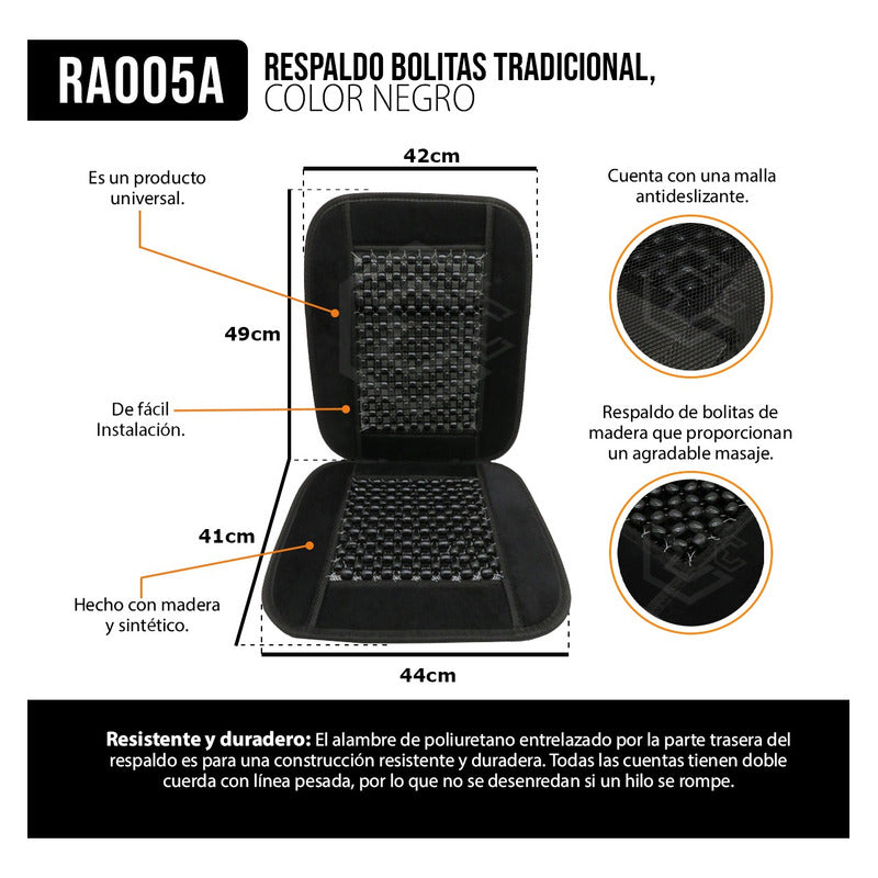 Respaldo Universal Asiento Bolitas De Madera Color A Elegir