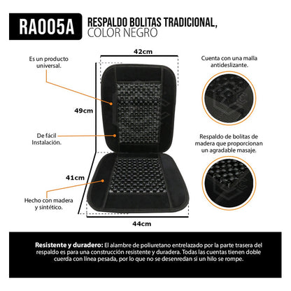 Respaldo Universal Asiento Bolitas De Madera Color A Elegir