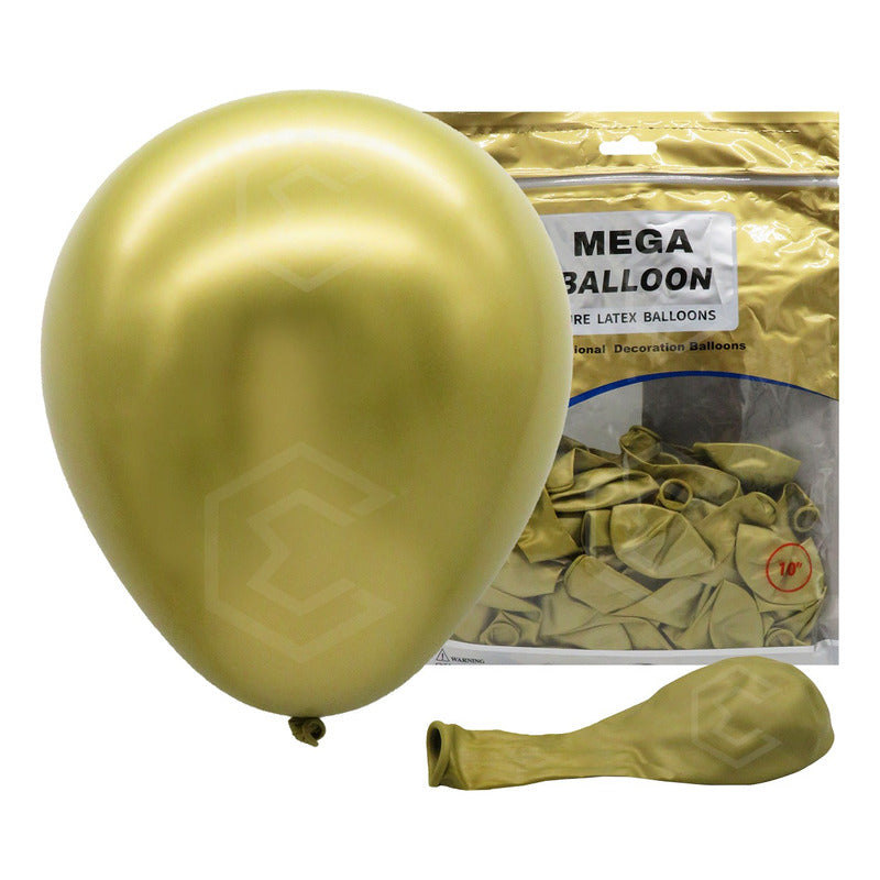 Bolsa 50 Globos Dorado Arena Metalico #10 Fiesta Boda Latex Dorado Arena Metalico