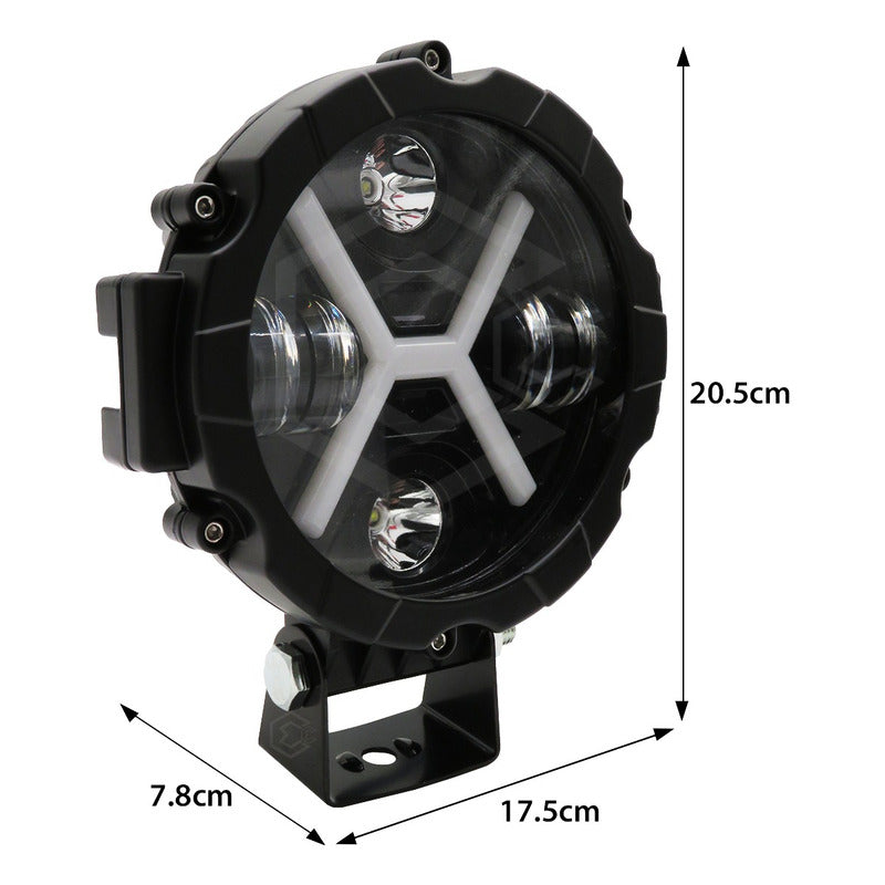 Par Faros Led Auxiliar Luz Blanca En X 24000lm 6 Leds 12-24v Negro