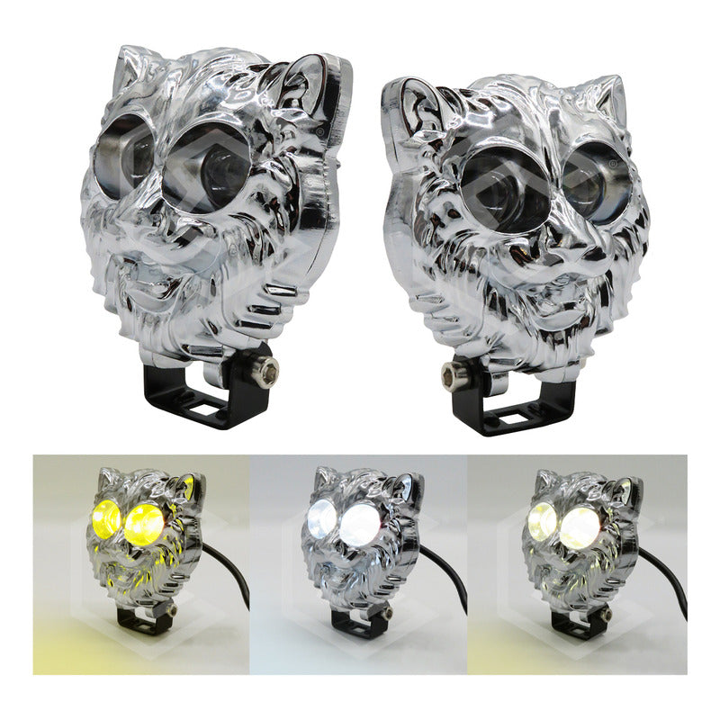 Par De Faros 6 Leds 2 Lupas Bicolor Fijo Estrobo Puma 12-24v