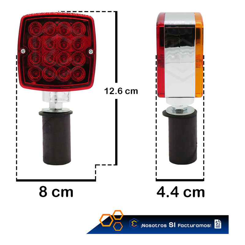 Par De Plafón Direccional Cuadrada 32 Leds Rojo Ámbar 12-24v