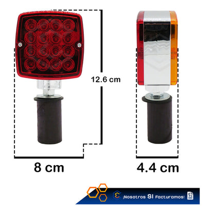 Par De Plafón Direccional Cuadrada 32 Leds Rojo Ámbar 12-24v