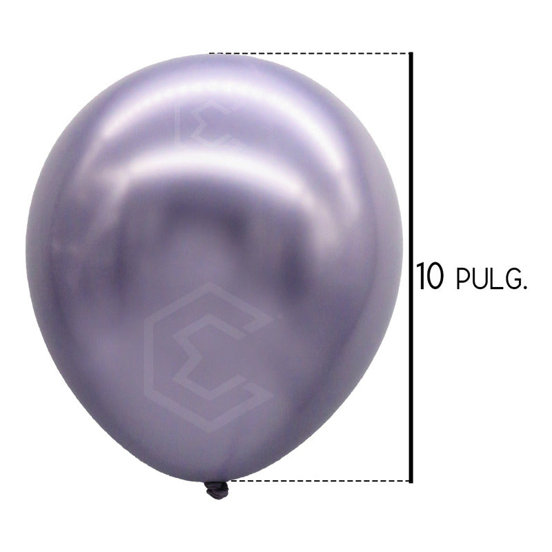 Bolsa 50 Globos Morado Metalizado #10 Fiestas Y Bodas Latex Morado Metalizado