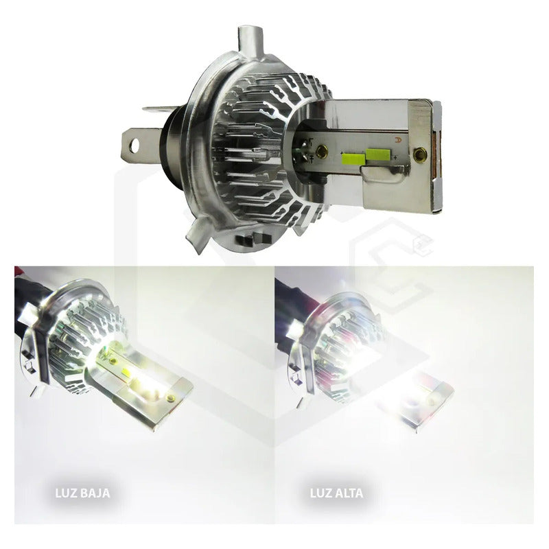 Foco Moto H4 12 Led Csp Alta Intensidad Cuerpo Metal 9000 T H4