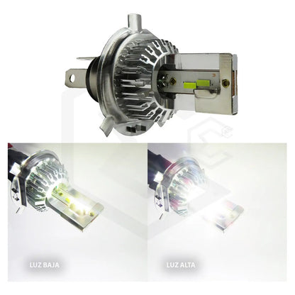 Foco Moto H4 12 Led Csp Alta Intensidad Cuerpo Metal 9000 T H4