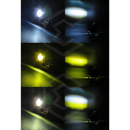 2 Faros Bicolor 6 Hiperled Lupa Moto Fijo 12-24v 20,500lm
