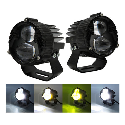 Par Faros 7 Led 2lupa Flood Spot Bicolor Fijo Estrobo 10-60v