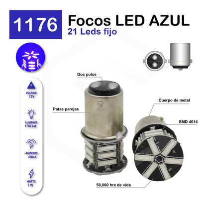 2 Focos 3157 1156 1157 7440 7443 1176 21 Leds Fijo Par Focos