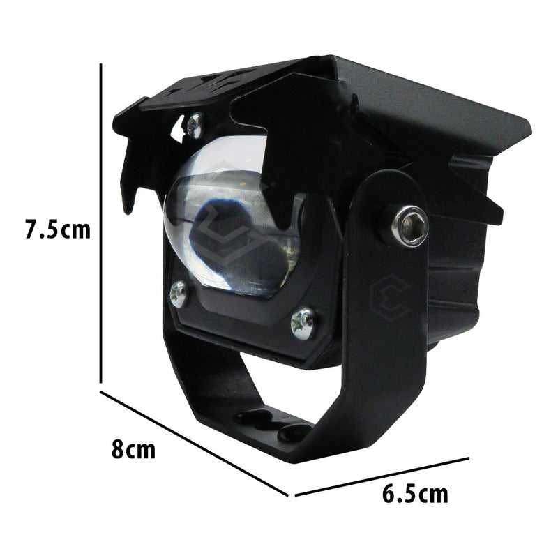 2 Faros Bicolor Rectangular 3'' 6 Hiperled Lupa Fijo 12-24v