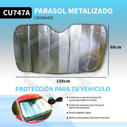Cubresol Parasol Para Camioneta Pickup Cromado 150 X 68cm
