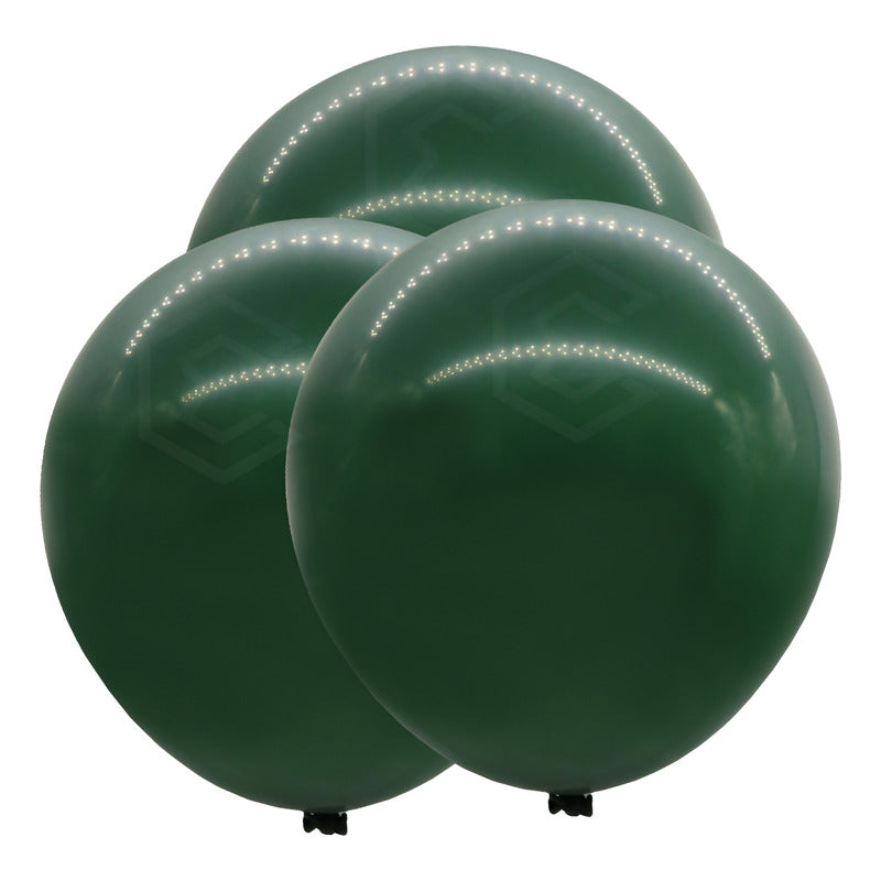 Bolsa 3 Globos Verde Oscuro Brilloso #36 Fiestas Bodas Latex Verde Oscuro Brilloso