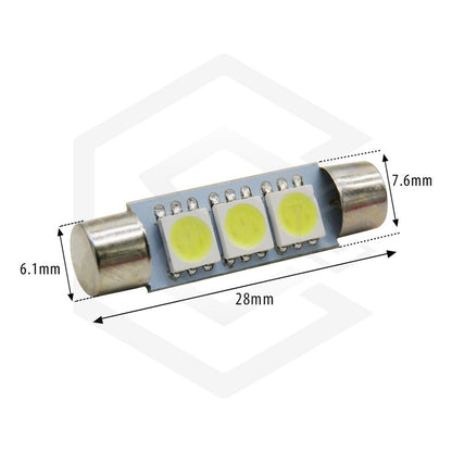 4 Focos Fusibles Festoon 28mm 31 Mm T6.3 Con 3 Led Viseras