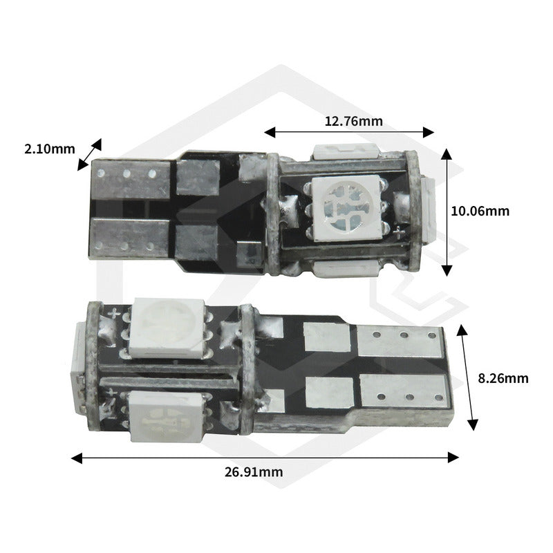 Kit De 10 Focos De Pellizco T10 5  Leds 5050 Alta Potencia