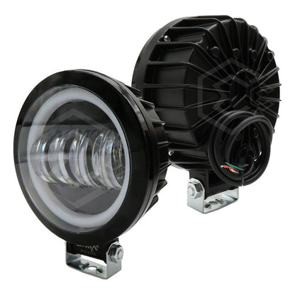Par Faros Redondo 4 Hiper Lupa Ojo Ángel Gel Cob Estrobo