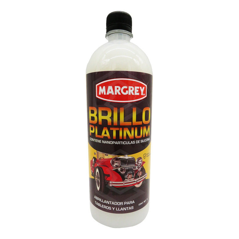 Abrillantador Tableros Y Llantas Margrey Brillo Platinum 1 Litro Líquido Blanco